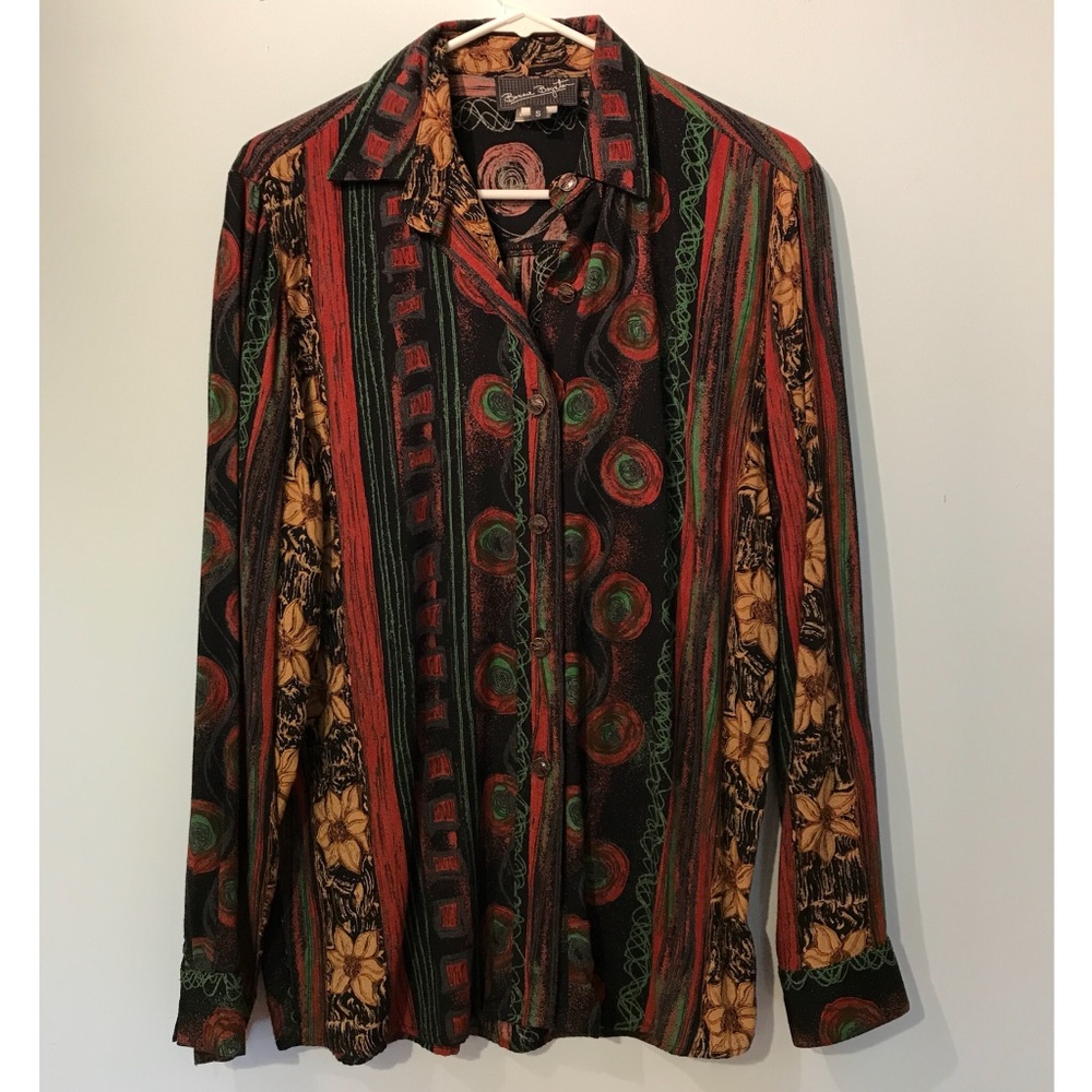 Vintage Bonnie Boynton print blouse S